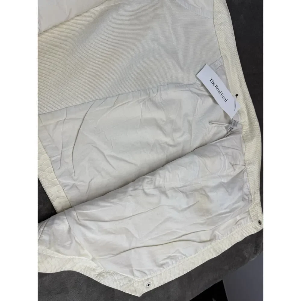 Yigal Azrouël Ivory Leather Skirt Size 8 Asymmetrical Zip Snake Texture